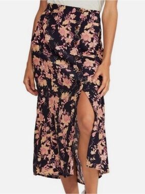 Free People Black Floral Maxi Skirt